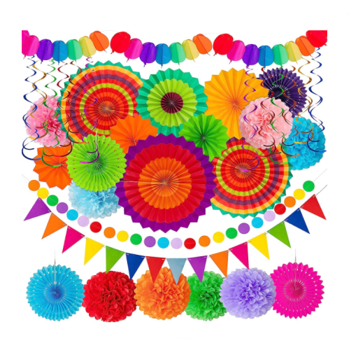 Mexican dinner party decorations in a selection of bright fun...