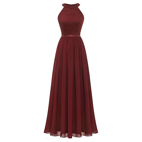 Bridesmaid gowns for garden wedding A spectacular and sculpting lace collar dress in all sizes and in a selection of colors: Black, burgundy, cream, pink, blue and more!
