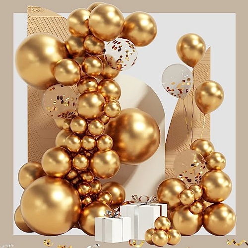 Gold metallic balloons Pack of 100 metallic latex balloons in different sizes to create spectacular and eye-popping designs – Large selection of colors