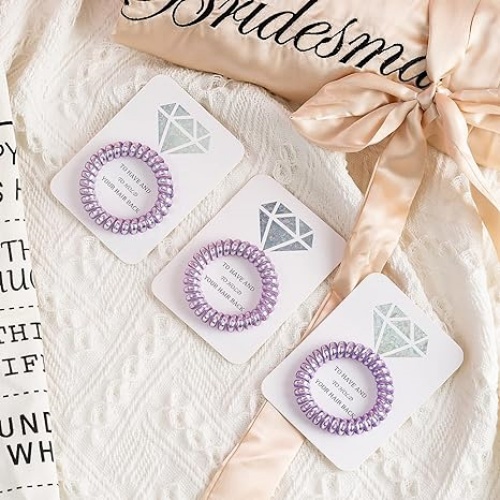 Bridesmaid gifts hair ties Bachelorette Party Hair Ties Scrunchies Set of 12, Coil Spiral Diamond Card, Bridesmaid Proposal Gifts