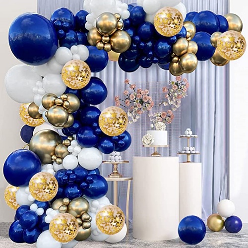 Navy blue gold wedding theme Huge pack of 131 balloons...