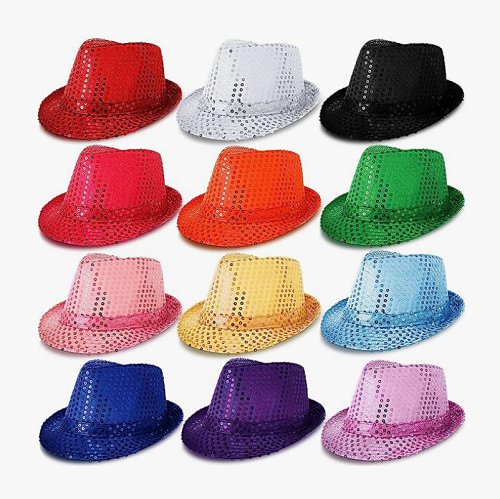 Sequin fedora hats in bulk Pack of 12 spectacular colorful...