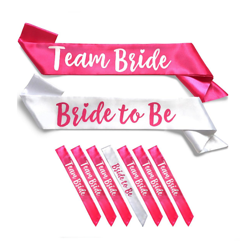 Bachelorette sash ideas Set of 7 Team Bride body ribbons...