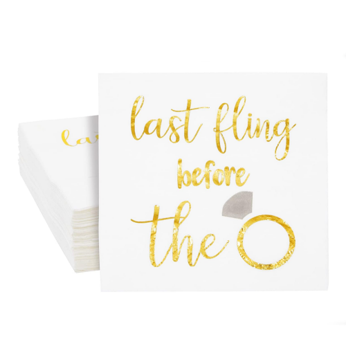Best bachelorette party napkins 50 stunning gold foil napkins “Last Fling Before the Ring” – Create a unique design with your own hands