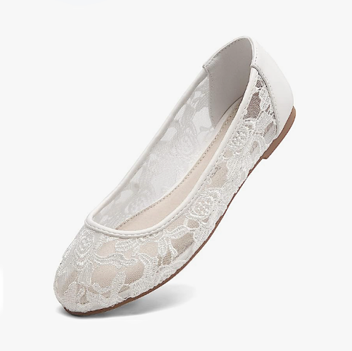 Comfortable wedding shoes for bride flats in ballet style with magical rose embroideries – Maximum style with minimum effort