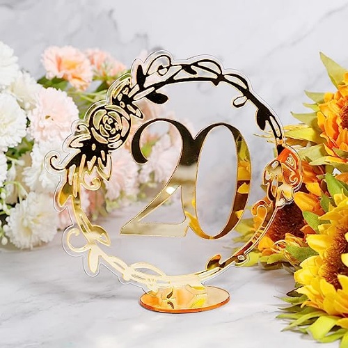 Gold acrylic wedding table numbers 1-20 Golden calligraphy lettering offering your guest a personalized experience and leaving a deep impression
