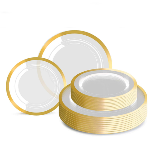 Plastic gold plates for wedding 60 round plates with a...