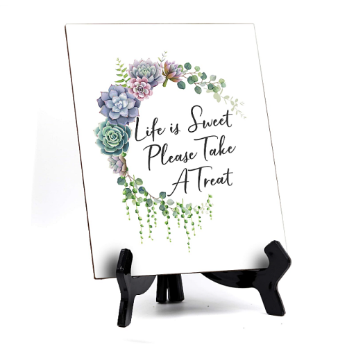 Please take a treat sign Floral Crescent Design Cute table...