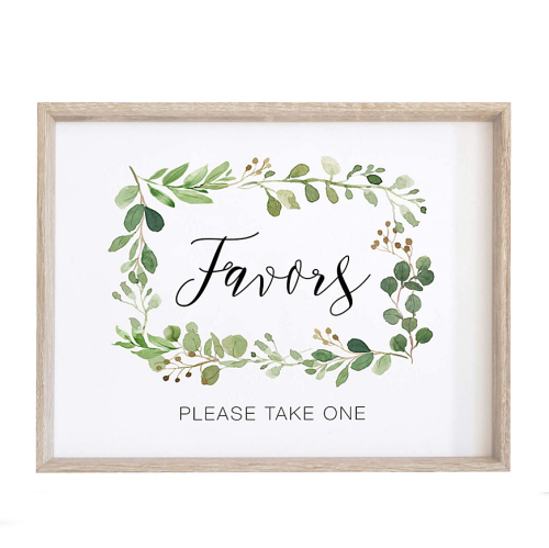 Wedding reception favors sign Watercolor Greenery with Eucalyptus Print on...