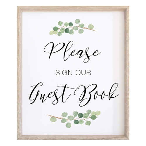 Wedding sign guest book Please Sign our Guest Book Sign Watercolor Greenery with Eucalyptus Print on Thick Cardstock Paper