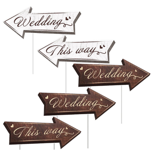 Wooden wedding arrow signs 5PCS Directional Road Sign with Exquisite...