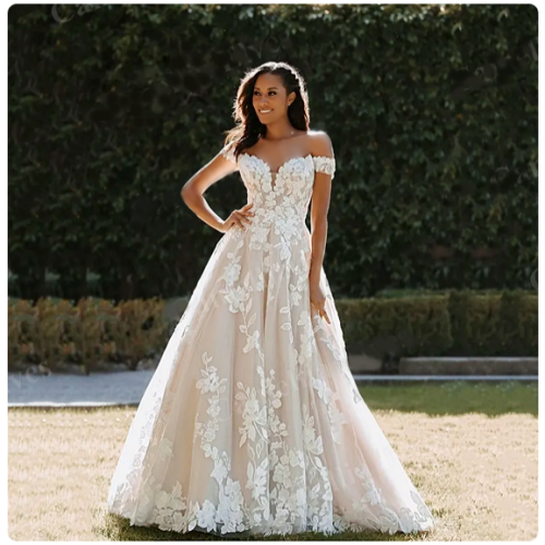 Off the shoulder wedding dress near me Ball Gown for...