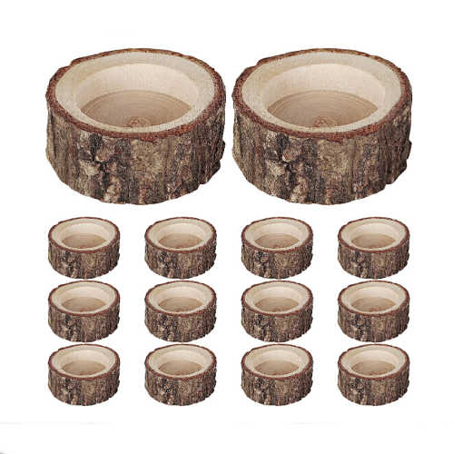 Wooden tea light candle holder bulk An affordable package of 14 wooden candle holders in a magical, rustic and especially romantic design