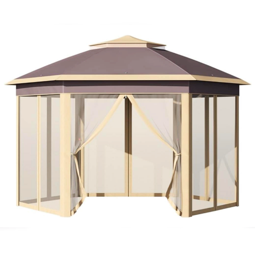 Outdoor gazebo canopy tent Double Roof Adjustable Carrying Bag, Beige