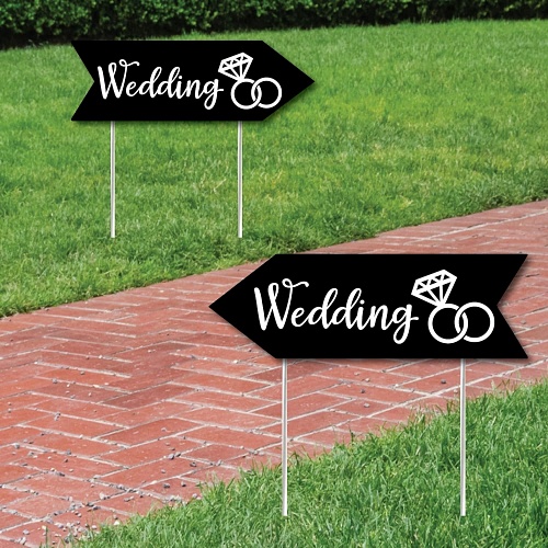 Wedding directional signs Black Wedding Signs Wedding Sign Arrow Double Sided Directional Yard Signs – Set of 2 Wedding Signs