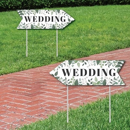 Wedding directional yard signs Botanical Wedding Signs Greenery Wedding Sign Arrow – Double Sided Directional Yard Signs – Set of 2 Wedding Signs