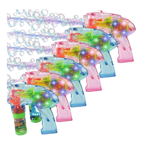 Wedding bubble gun bulk A pack of 6 professional soap bubble shooters that glow with magical LED lights