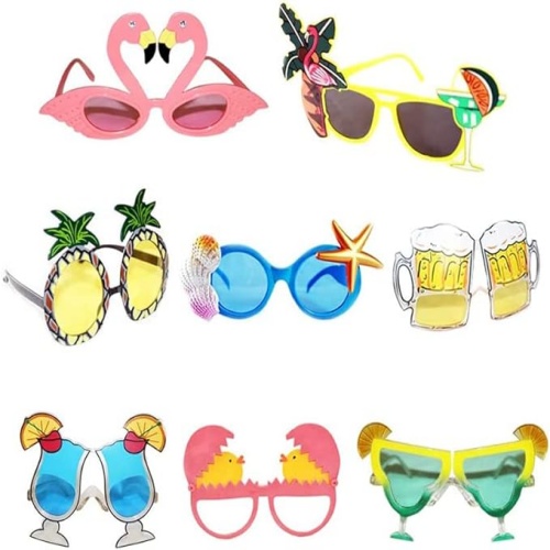 Wedding beach sunglasses Funny Sunglasses,Novelty Party Sunglasses, Creative Funny Sunglasses, Funny Hawaiian Tropical Sunglasses,Luau Fancy Dress Party Supply, Hawaii Themed Sunglasses,Beach Photo Booth Props(8 Pack)