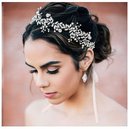 Pearl and crystal bridal headpiece for Brides Silver Wedding Hair...