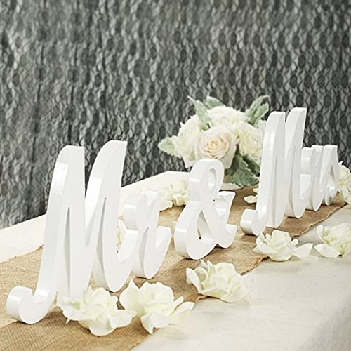 Mr and Mrs wooden table sign White Mr. and Mrs. Sweetheart Table Decoration, Mister and Miss Wood Sign, Mr and Ms Wedding Present/Anniversary/Valentine’s Day Decor (White)