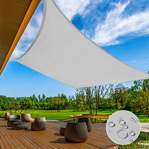Shade for wedding Sun Shade Sail 10′ X 15′ Rectangular Terylene Waterproof UV Block Canopy 260GSM for Outdoor Patio Lawn Garden Backyard, Light Grey