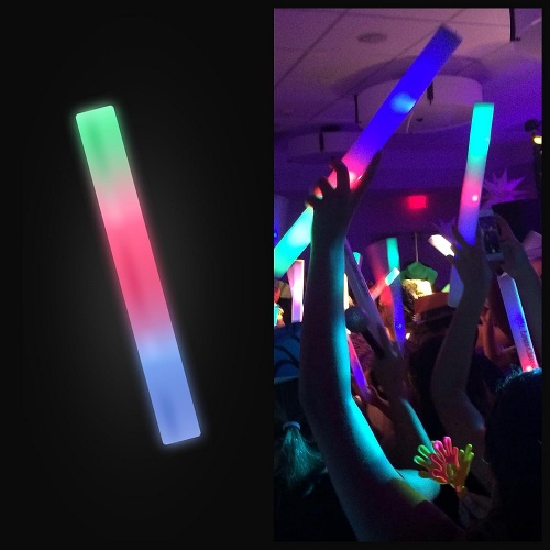 Foam glow sticks for wedding Promotional Party Sticks Foam Glow Sticks Bulk – 100 Foam Light Up Sticks and LED Foam Sticks – 16″ Reusable Light Up Foam Sticks 3 Mode Multicolor Foam Glow Sticks for Wedding, Parties, and Dancing