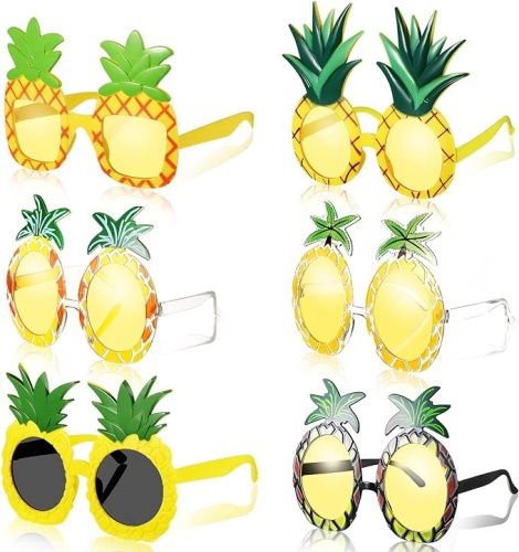 Wedding sunglasses bulk 6 Pairs Pineapple Sunglasses Novelty Sunglasses Tropical Pineapple Glasses with 6 Styles, Hawaiian Sunglasses Fruit Shape Glasses Pineapple Party Favors for Summer Beach Luau Theme Party Accessories