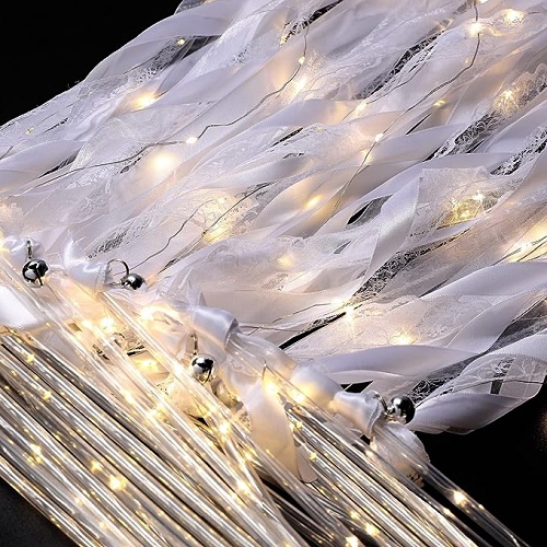 Wedding ribbon wands with lights Pack of 100 White Lace...