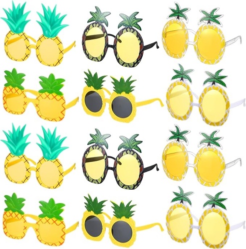 Wedding sunglasses for guests 12 Pairs Pineapple Sunglasses Luau Glasses Tropical Pineapple Glasses Funny Hawaiian Fruit Shape Booth Props Pineapple Party Favors for Summer Pool Beach Luau Theme Party Accessories