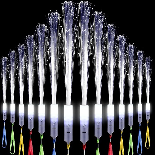 Fiber optic wands wedding send off Glow Sticks LED Light up Wedding Wand with 3 Light Modes Long Flashing Sparklers for Birthday Wedding Bridal Shower Glow in the Dark Party Favors Supplies (144 Pieces)