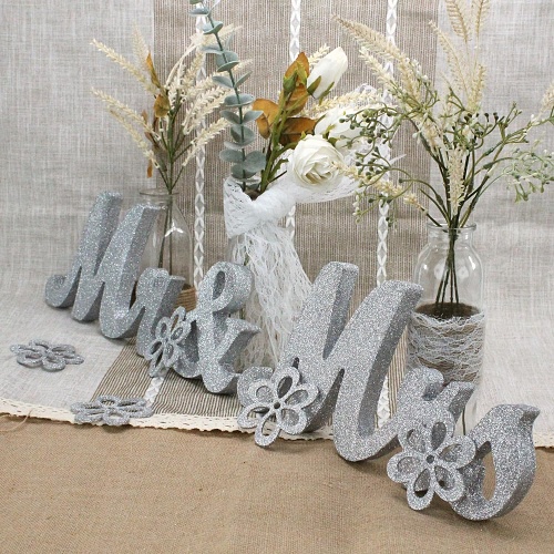 Mr Mrs wedding table decorations Mr Mrs wedding table decorations Wooden Letters for Wedding Table, Silver Large Mr. and Mrs. Sweetheart Table Decoration, Mister and Miss Wood Sign， Mr and Ms Wedding Present (Silver 2)