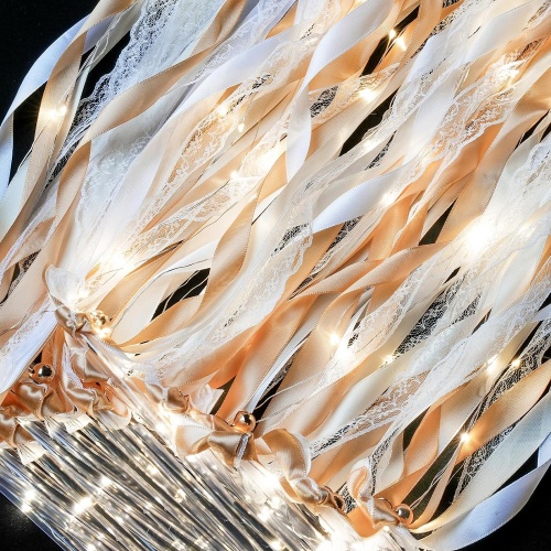 Wedding ribbon wands with bells LED Fairy Light up Silk...