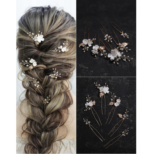 Bridal hair pins pearl 6 breathtaking white flowers and pearl...