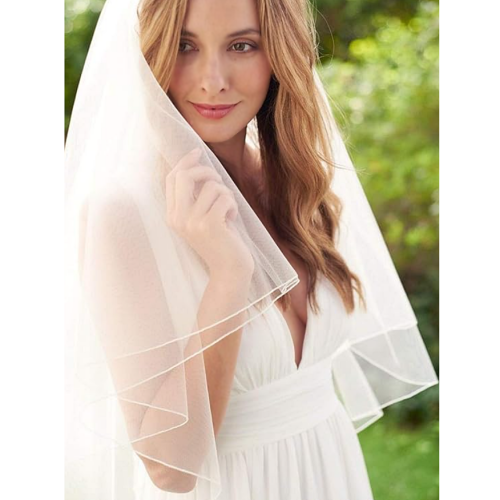 Waist length wedding veils a beautiful tiered 2-layer veil that will give a frame and volume to your look