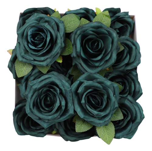 Emerald green roses for wedding Artificial Flower Fake Rose Silk Rose 16Pcs Emerald Green Real Looking Fake Flowers with Stems for DIY Wedding Bouquets Tables Centerpieces Floral Arrangements Festival Decoration