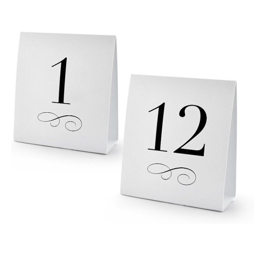 Elegant wedding table numbers 1-12 Table Number Tent Style Card, 4.25-inch by 5-inch, White