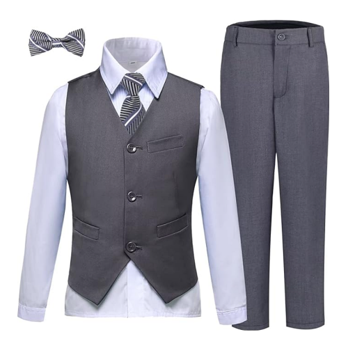 Wedding boy ring bearer outfit Slim Fit Toddler Tuxedo Suit...