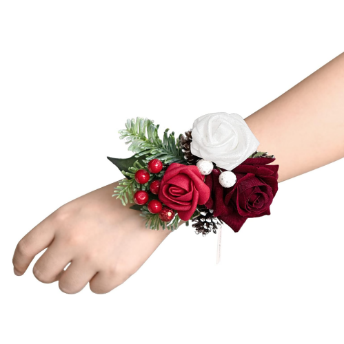 Wrist corsage for bridesmaids wedding Wrist Red & White Corsages...