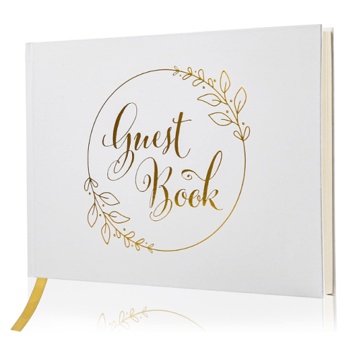 Wedding guest book album Sign in Book, 128 Pages Thick Paper with Gold Foil Hardcover, Personalized Keepsake for Reception