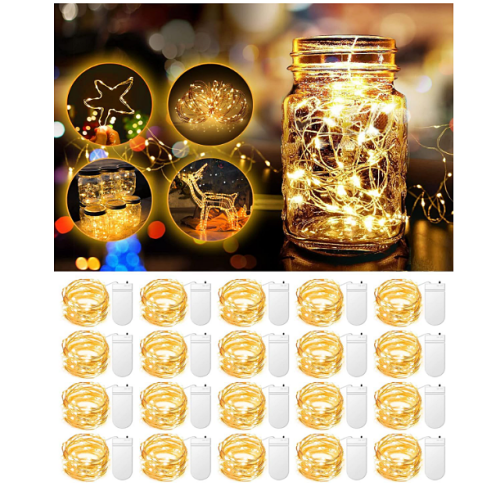 Mason jar fairy light centerpieces 20 Pack Fairy Lights Battery Operated 3.3ft 20 LED Mini String Lights Twinkle Lights Copper Wire Firefly Starry Lights for Mason Jars Wedding Party Christmas Centerpiece Table Decorations, Warm White