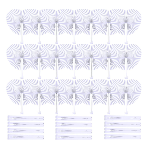 Wedding fans for guests bulk 150 Packs Wedding Paper Fans Heart Shaped Folding Paper Fans White Handheld Fans Accordion Paper Fans for Wedding Decorate Guests Favor Anniversary Birthday Party Supplies Home Decor