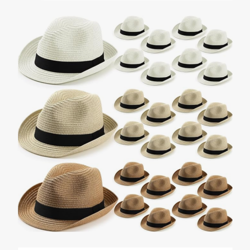 Straw fedora hats wholesale 24 Pcs Women Straw Fedora Hat...