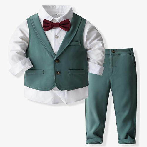 Beach wedding baby boy clothes Baby Boys Gentleman Bowtie Formal Outfit Suits Tuxedo Vest Wedding Party Suit