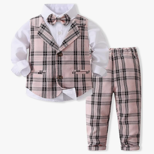 Baby boy dress clothes for wedding Gentleman Bowtie Formal Outfit Suits Tuxedo Vest Wedding Party Suit