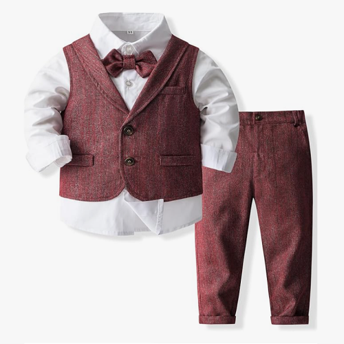 Baby boy wedding outfit canada  Baby Boys Gentleman Bowtie Formal Outfit Suits Tuxedo Vest Wedding Party Suit