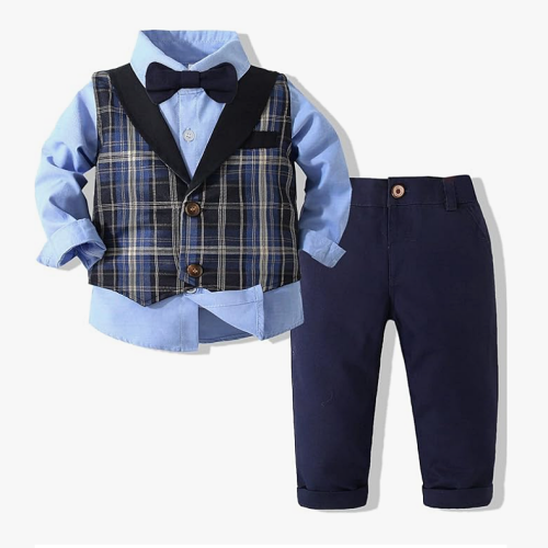 Wedding outfit for baby boy Gentleman Bowtie Formal Outfit Suits...