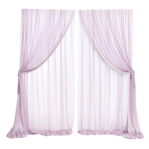 Wedding backdrop cloth drape 2 Layer Wedding Backdrop Curtains Wrinkle-Free 10ft x 10ft Chiffon Fabric Drapes for Bridal Shower Baby Shower Lavender Purple Wedding Arch Party Stage Decoration – Lilac