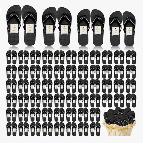 Flip flops as wedding favors 72 Pairs Flip Flops Bulk for Wedding Party Guests Sandals Pack Casual Slippers with Assorted Size Cards Sign for Bridal Reception Hotel Travel Spa Pool Party Favor Supplies