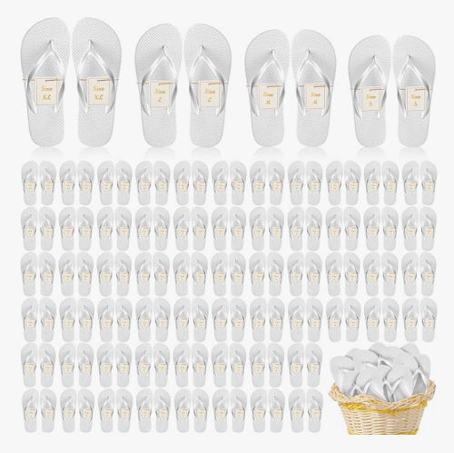 Wedding flip flop flats 72 Pairs Flip Flops Bulk for Wedding Party Guests Sandals Pack Casual Slippers with Assorted Size Cards Sign for Bridal Reception Hotel Travel Spa Pool Party Favor Supplies