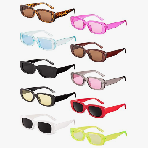 Wedding sunglasses for guests 10 Pairs Small Rectangle Sunglasses Women Retro Square Glasses 90s Vintage Sunglasses Trendy for Festival Party Decor